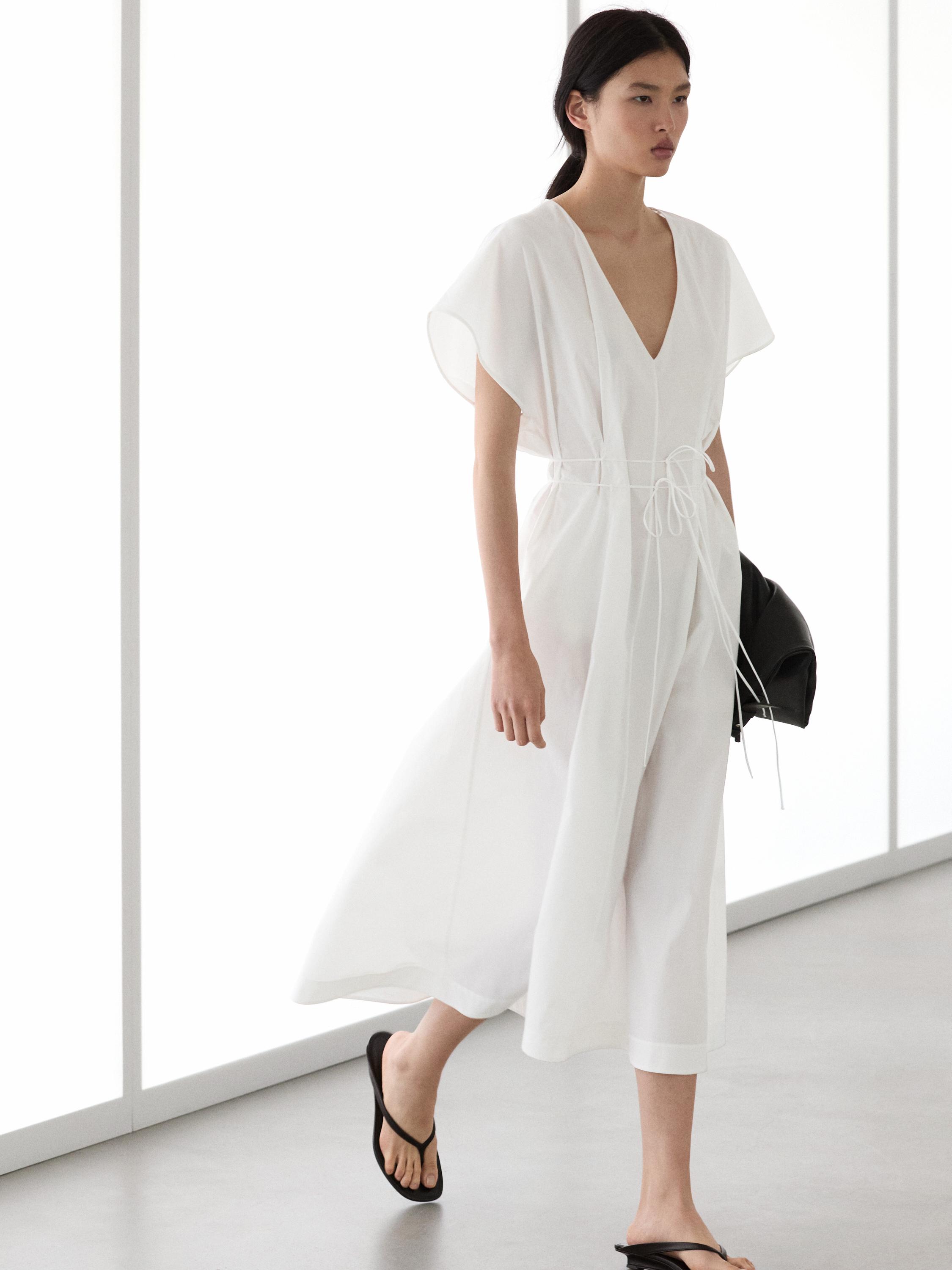 Robe midi ample en popeline